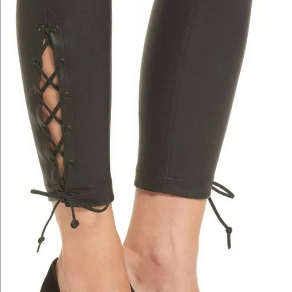 NWT HUDSON Sz29 100% LEATHER HI-RISE JEANS BLACK - Picture 2 of 8